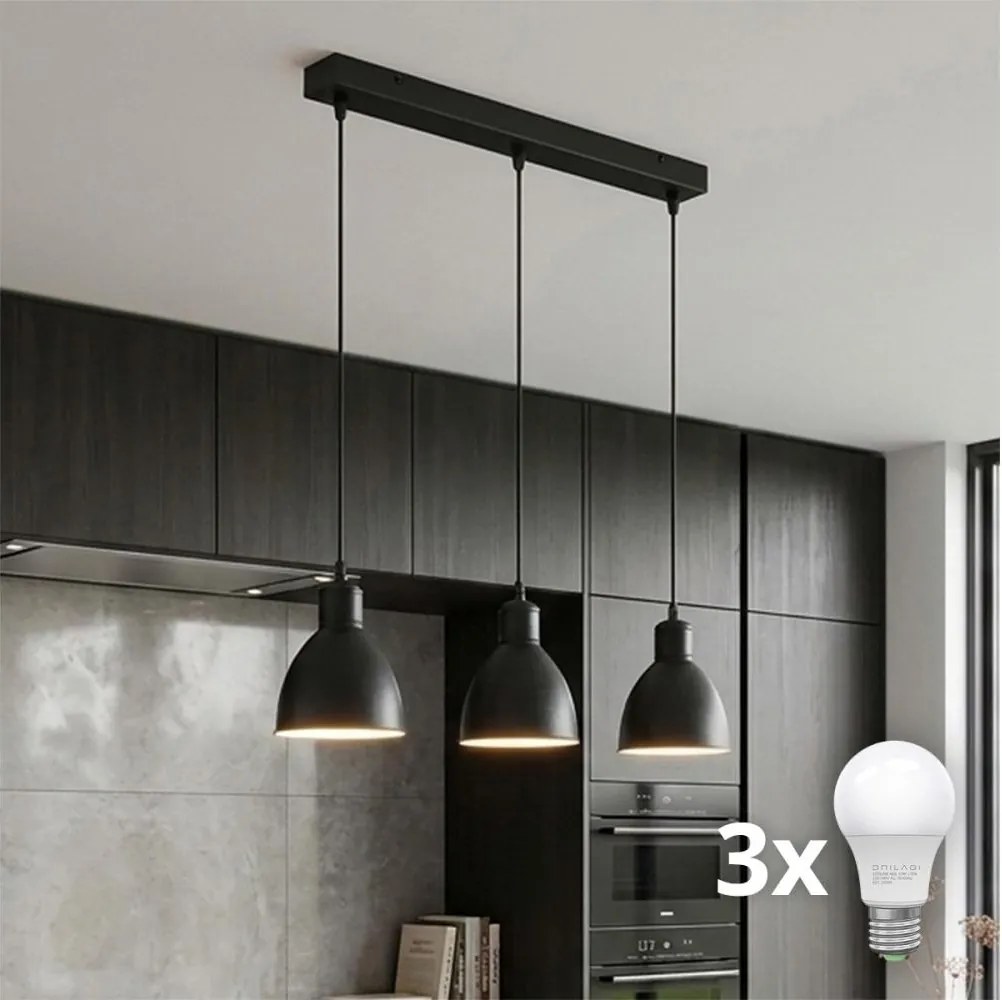 Brilagi - Lustră LED cu cablu RIDDY 3xE27/60W/230V neagră