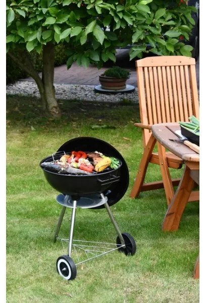 Grătar portabil cu cărbuni, negru