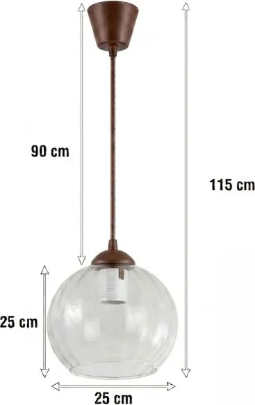Brilagi - Lustră LED pe cablu RETRO GLASS 1xE27/60W/230V Ø 25 cm maro/transparent