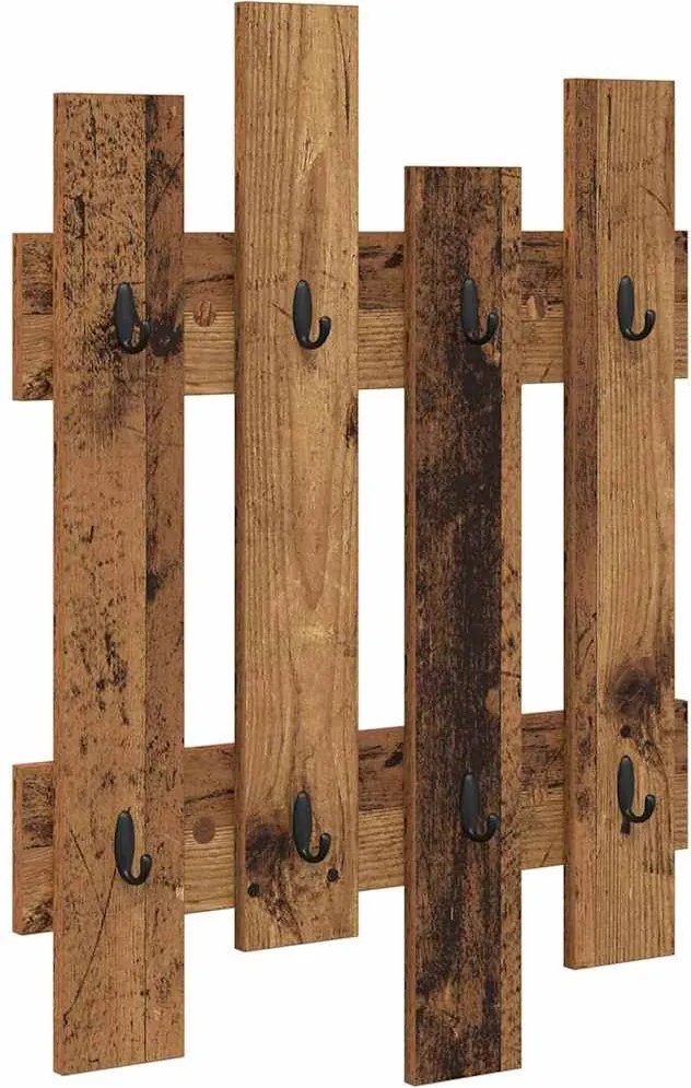 vidaXL Răcător de paltoane montat pe perete Lemn vechi 60 x 3 x 82 cm