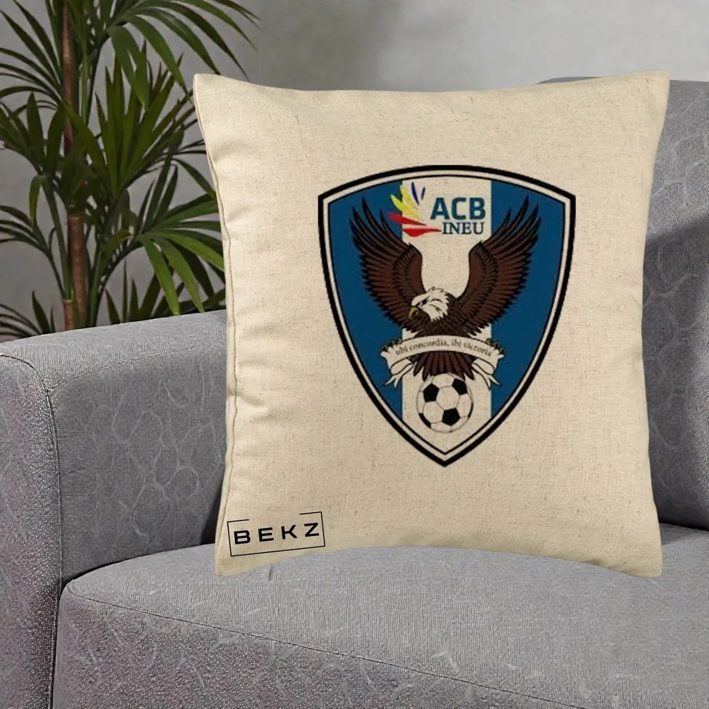 Perna Personalizata ACB Ineu Fotbal, 40x40 cm, Bej, Husa Detasabila, Perna Inclusa, BEKZ®