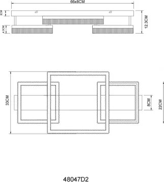 Globo 48047D2 - Plafonieră LED ZARA, 40W, 230V, 3000K, 33x66 cm