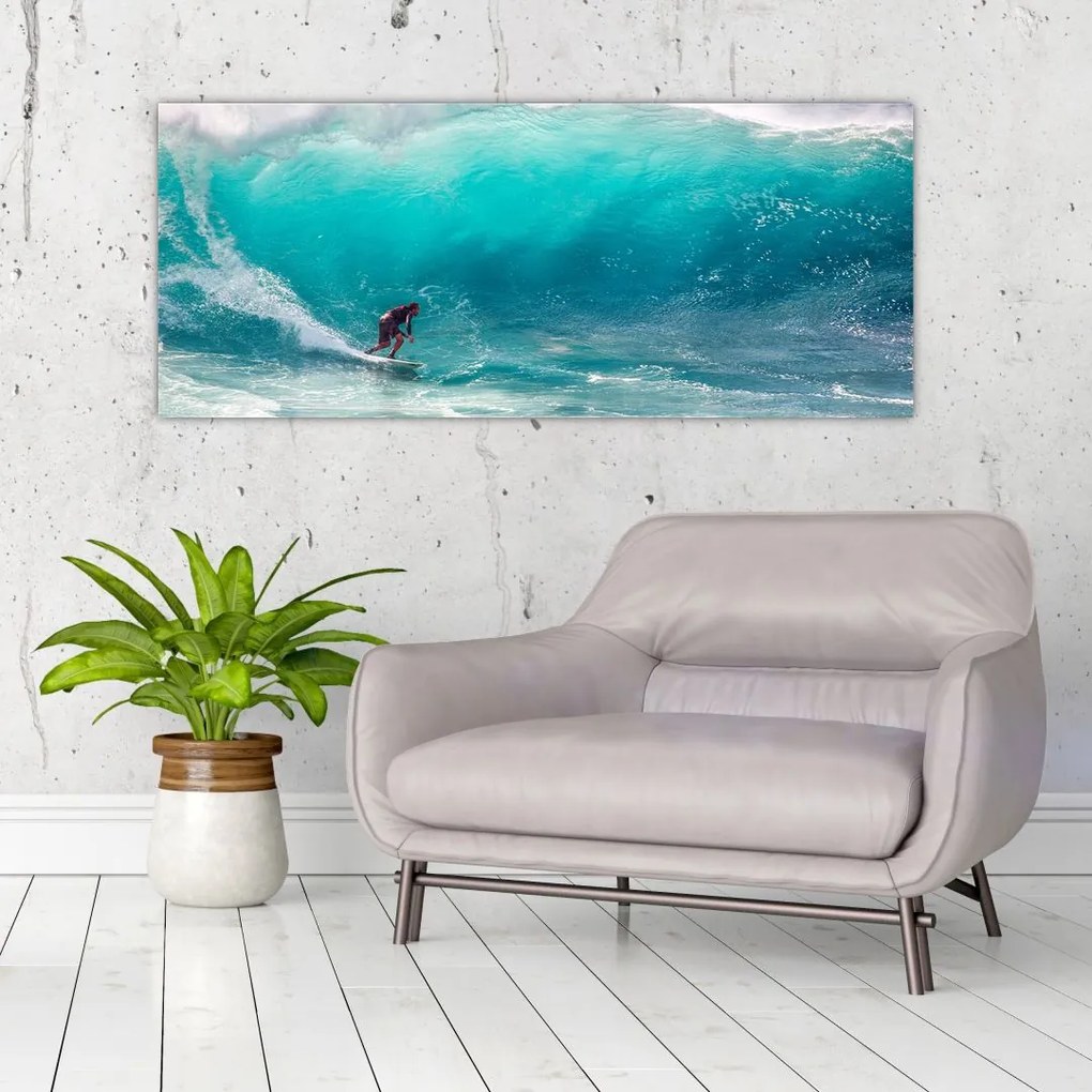 Tablou - Surfer în valuri (120x50 cm)