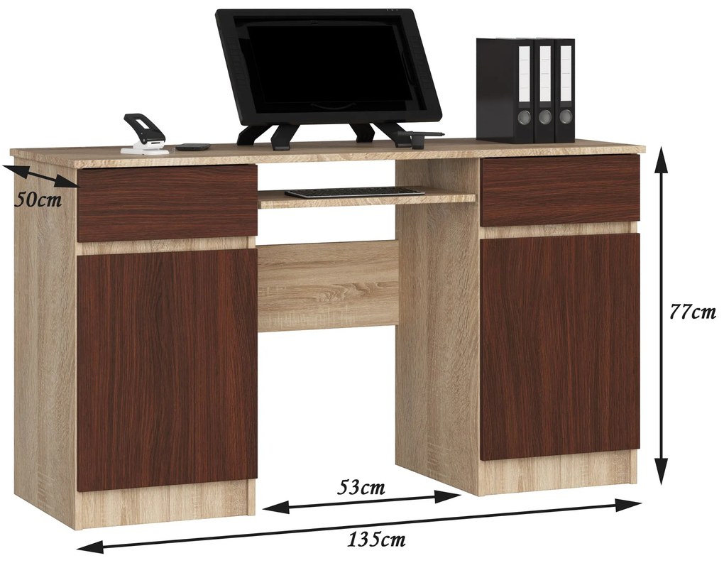Masă PC Bahadur (Stejar sonoma + wenge). 1069657