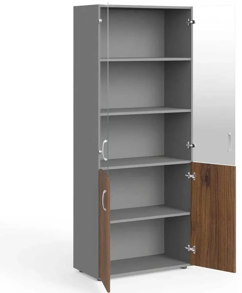 Dulap înalt Manager 79,9 x 42,2 x 196,5 cm, nuca warmia / gri