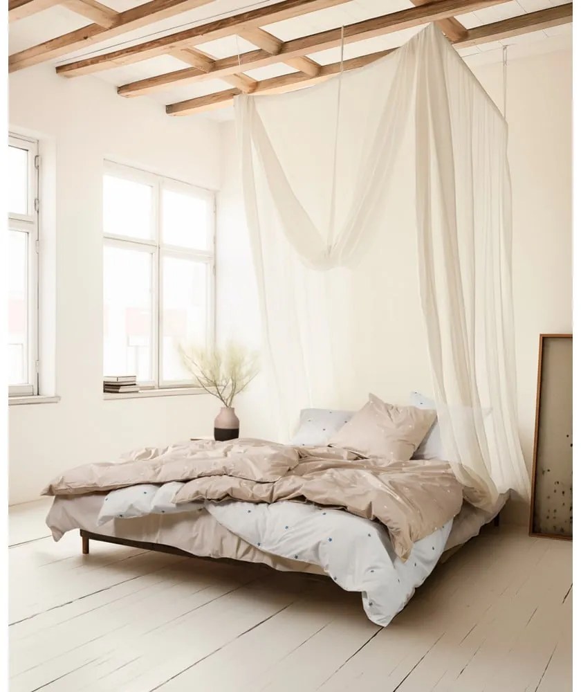 Lenjerie de pat bej din bumbac percal pentru pat de o persoană 140x200 cm Daisy – JUNA