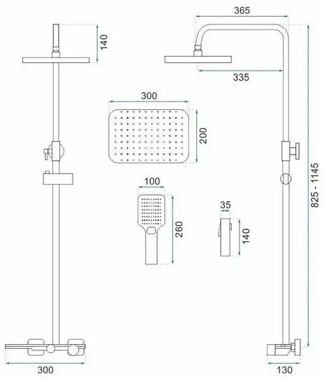 Coloana de dus cu termostat Rea Helix auriu periat plus dus igienic