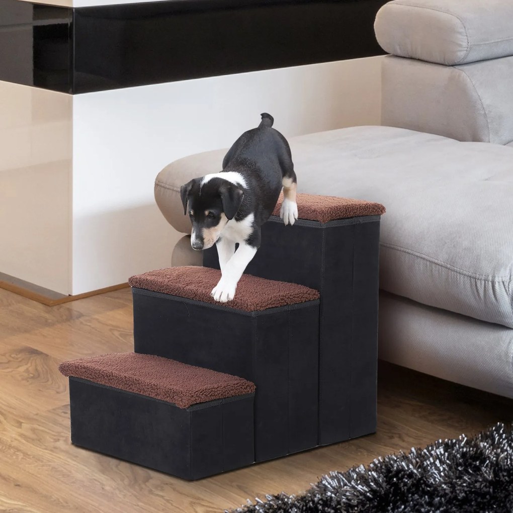Scara captusita PawHut, cu sertare, 40x54x48cm, negru+maro | AOSOM RO