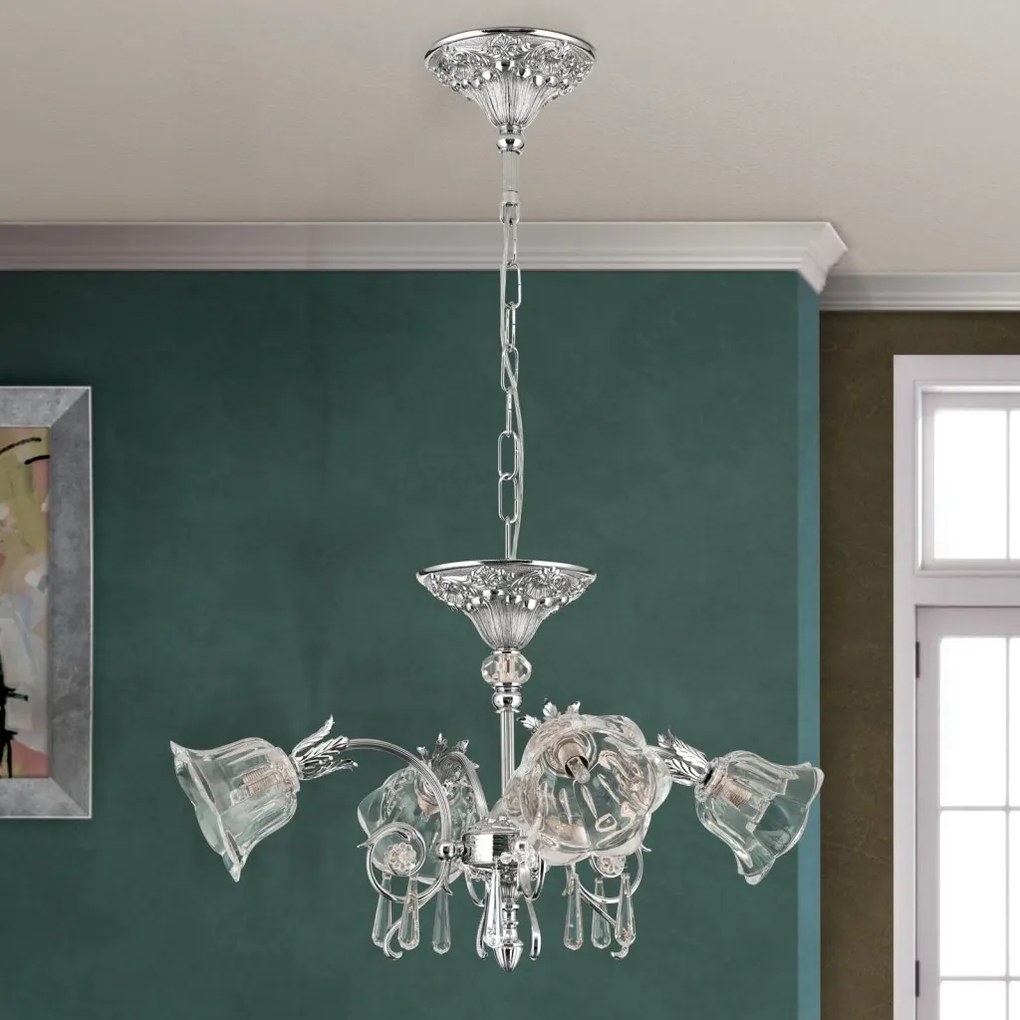 Candelabru cristal design lux LA BOHEME D-60cm 4L antique silver