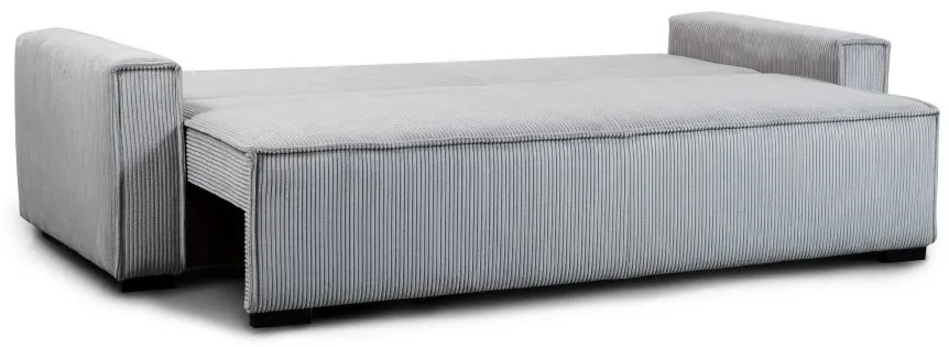 Canapea extensibila pentru trei persoane cu taburet SMART SET, gri deschis