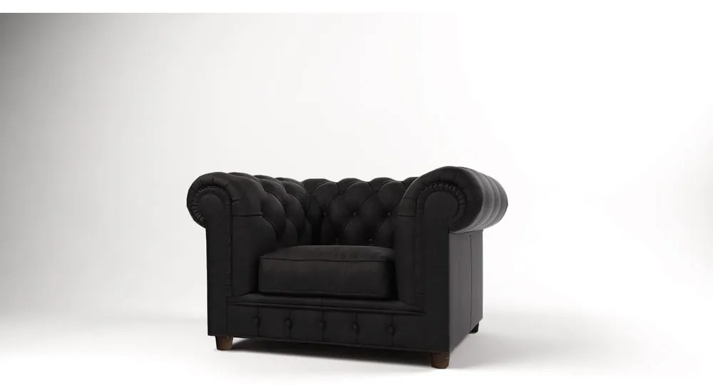 Fotoliu negru cu tapițerie din catifea Cambridge – Ropez