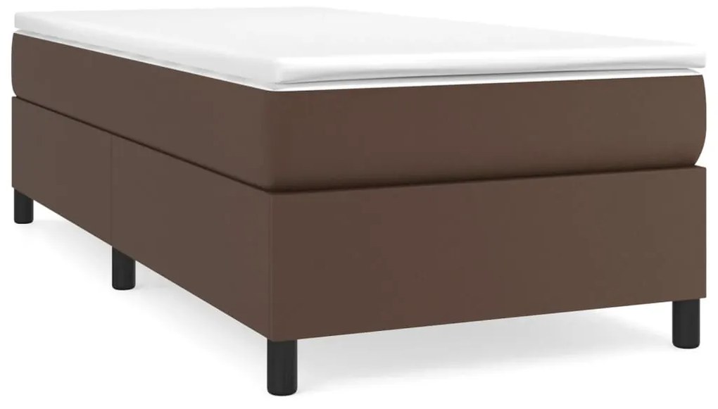 3121026 vidaXL Cadru de pat box spring, maro, 90x200 cm, piele ecologică
