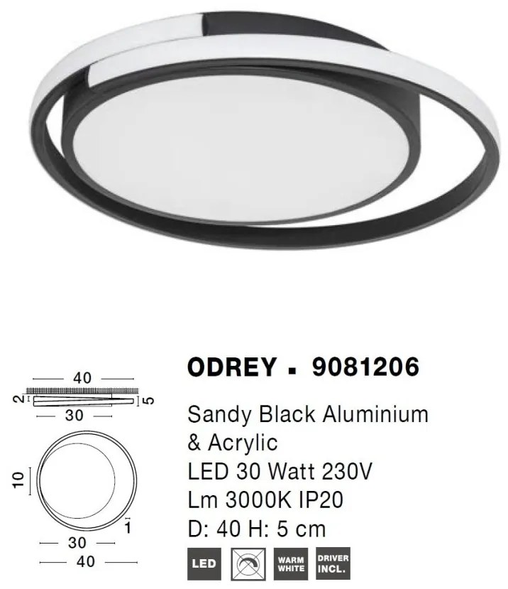 Plafoniera LED design slim ODREY 40cm
