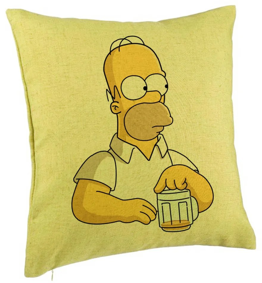 Perna Decorativa, Model Simpsons Homer, 40x40 cm, Verde, Husa Detasabila, Burduf