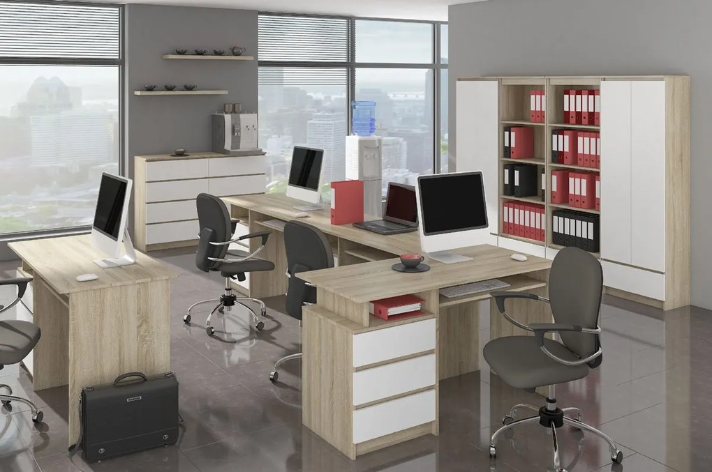Comodă Kuwait 3D 3D (stejar sonoma + alb). 1117147