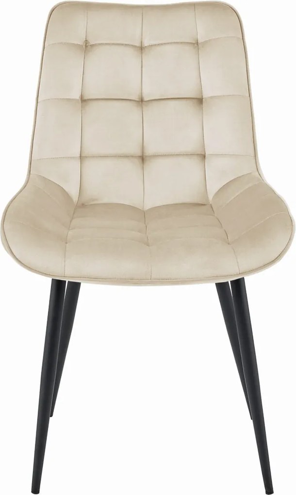 OFERTA Scaun de catifea bej BERA cu picioare negre II. calitate