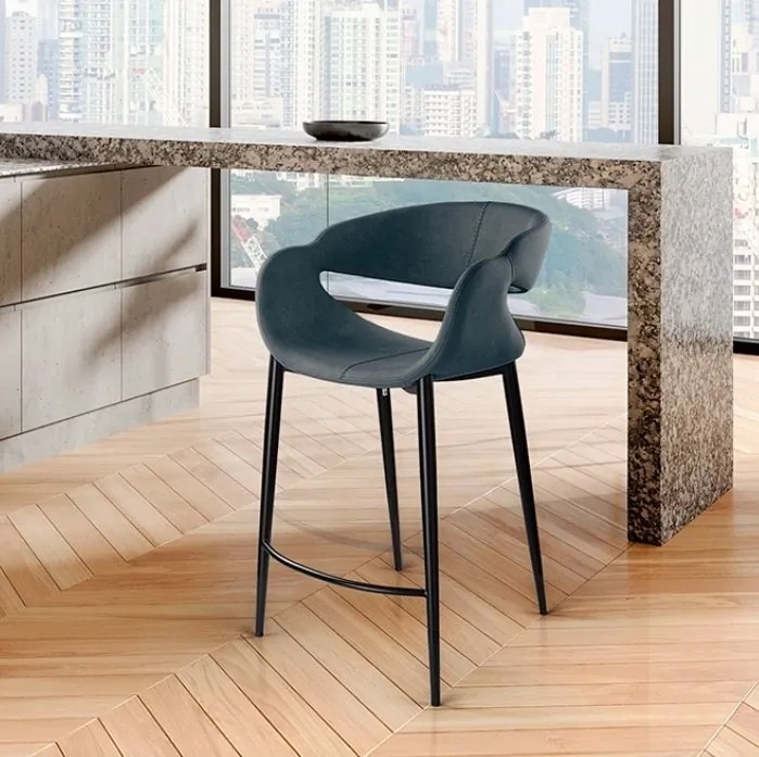 Scaun de bar design elegant Giro albastru inchis