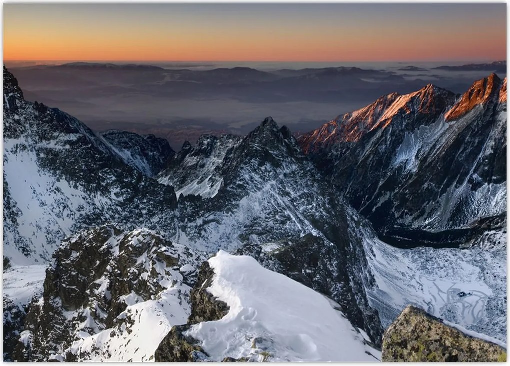 Tablou - Răsărit de soare în munți (70x50 cm)