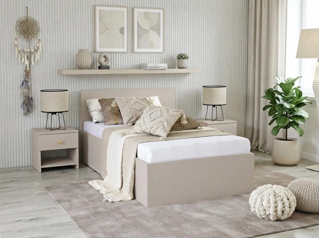 Pat SOFIA 90 x 200 cm, casmir bej Saltele: Fara saltea, Somiera pat: Cu lamele drepte