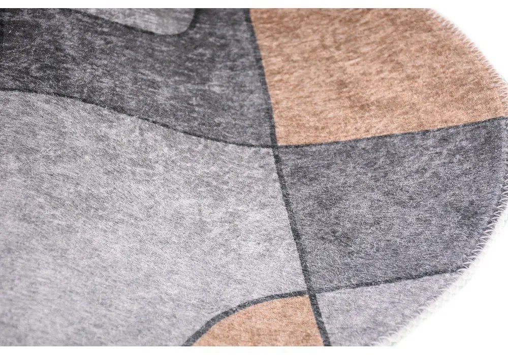 Covor gri lavabil rotund ø 80 cm Yuvarlak – Vitaus