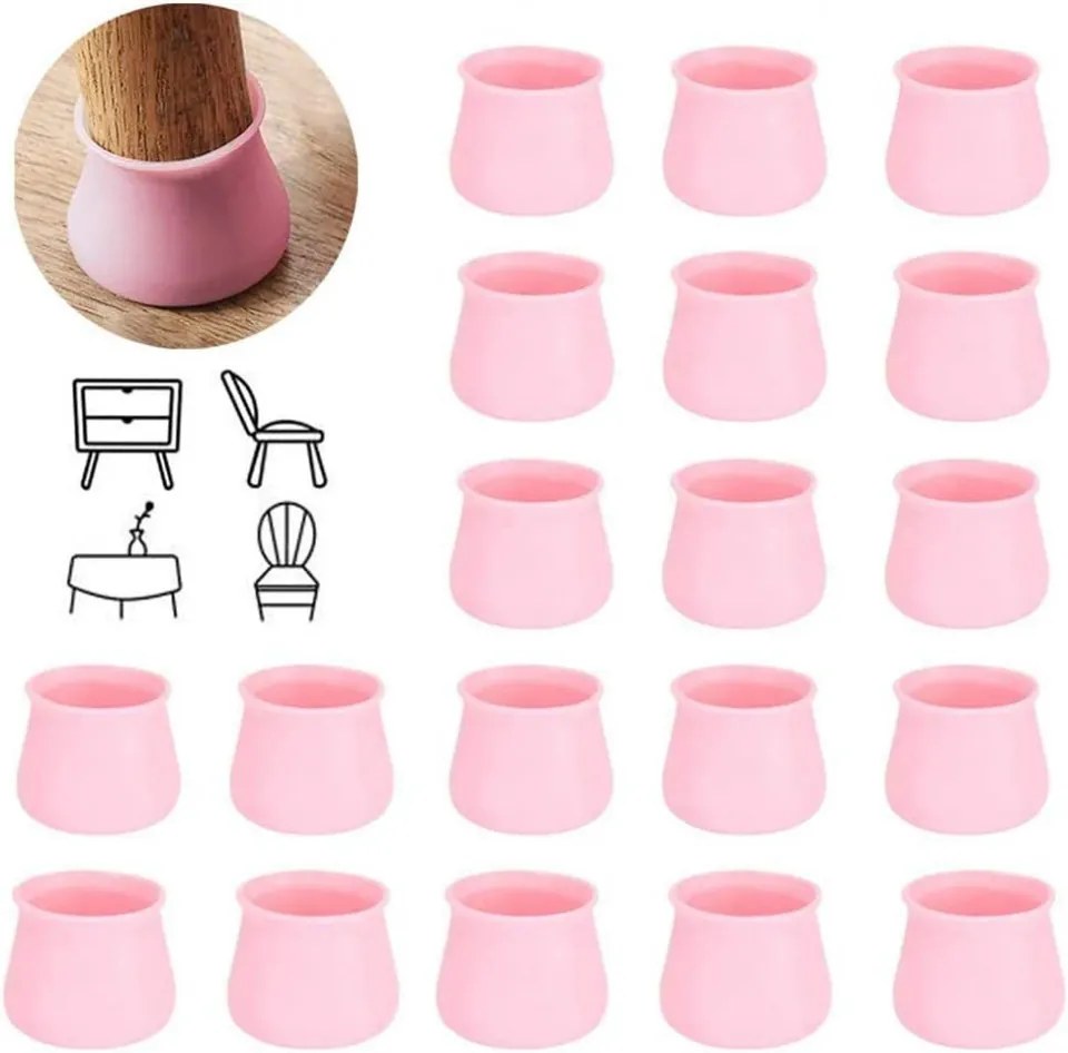 Set de 36 protectii pentru picioarele mobilierului GOODGDN, silicon, roz, 3 x 4 cm