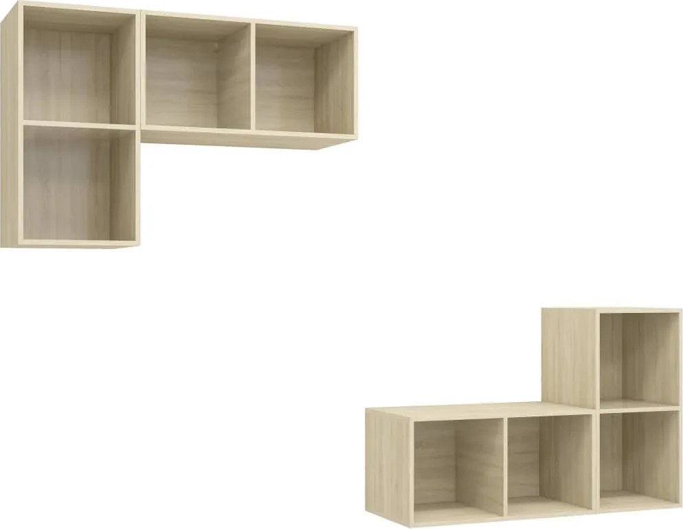 vidaXL Dulapuri TV suspendate, 4 buc, stejar sonoma, lemn prelucrat