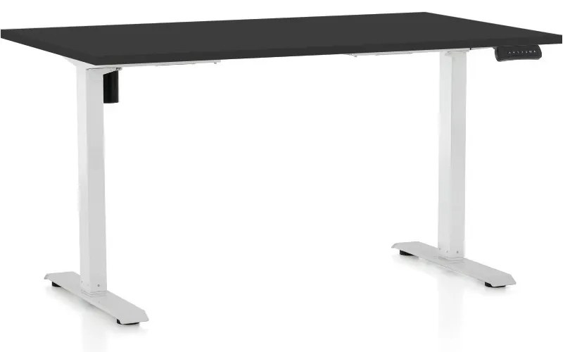 Masa inaltime reglabila OfficeTech B, 120 x 80 cm, bază albă, negru