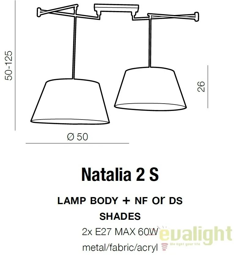 Lustra cu 2 pendule directionabile NATALIA 2S BK