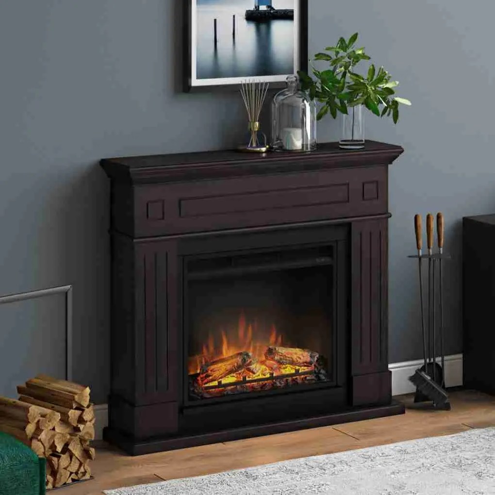 Larsen Espresso Wenge semineu electric cu flacara reala 3D