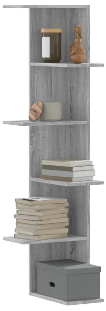 vidaXL Raft colțar perete gri sonoma 36,5x36,5x140cm lemn prelucrat