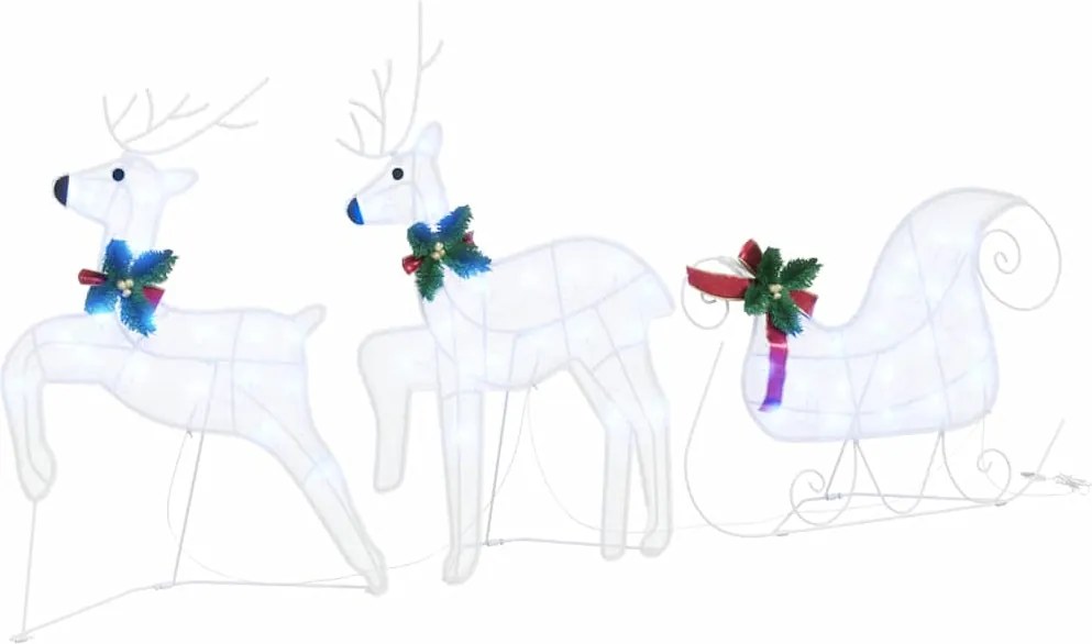 vidaXL Reni LED 3 pcs Alb Rece țesătură