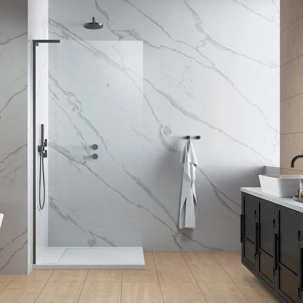 Paravan de dus tip Walk-in Radaway Modo SL II GunMetal periat-transparent 90 cm sticla securizata 8 mm stanga