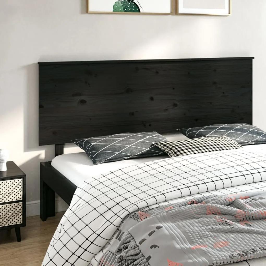 Tablie de pat, negru, 184x6x82,5 cm, lemn masiv de pin 1, Negru, 184 x 6 x 82.5 cm