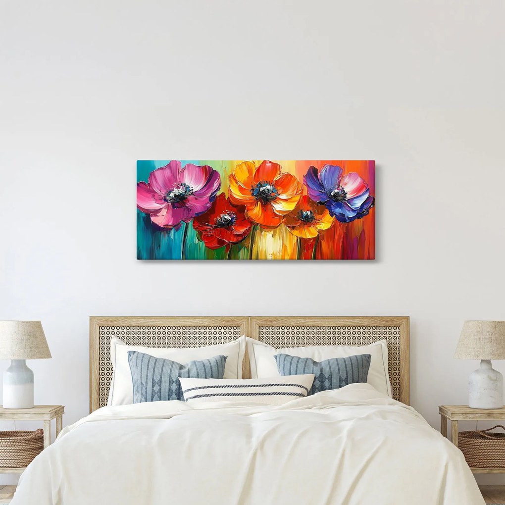 Tablou - Cinci flori colorate (120x50 cm)