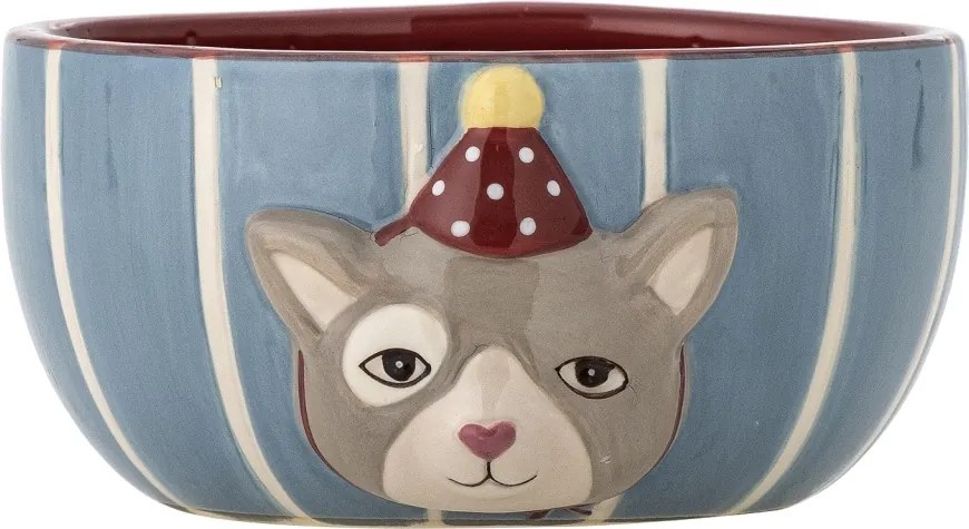 Set 3 piese din ceramică artizanală, multicolor, pictate manual cu pisică, pentru copii, „Party"