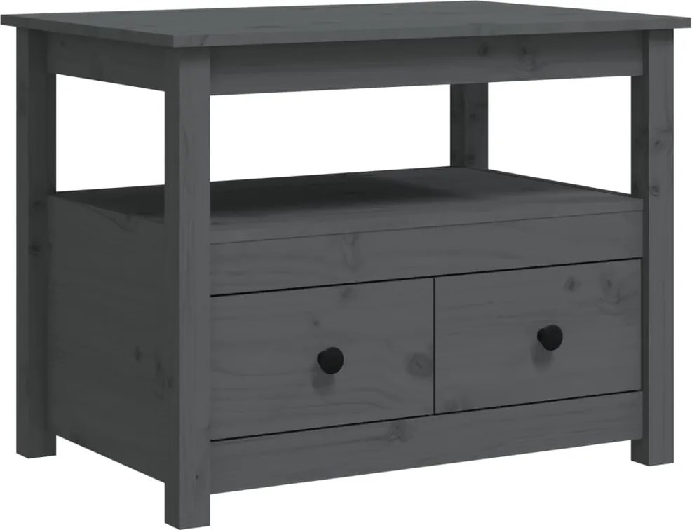vidaXL Măsuță de cafea, gri, 71x49x55 cm, lemn masiv de pin