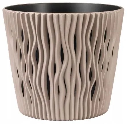 Ghiveci decorativ de flori, rotund, cafeniu, 22.5x19.2 cm, Sandy Round