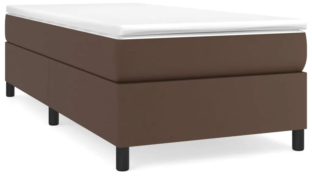3121020 vidaXL Cadru de pat box spring, maro, 90x190 cm, piele ecologică