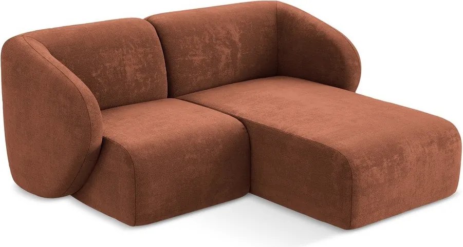 Colțar teracotă cu tapițerie din chenille (cu colț pe partea dreaptă/cu șezlong) Lani – Makamii