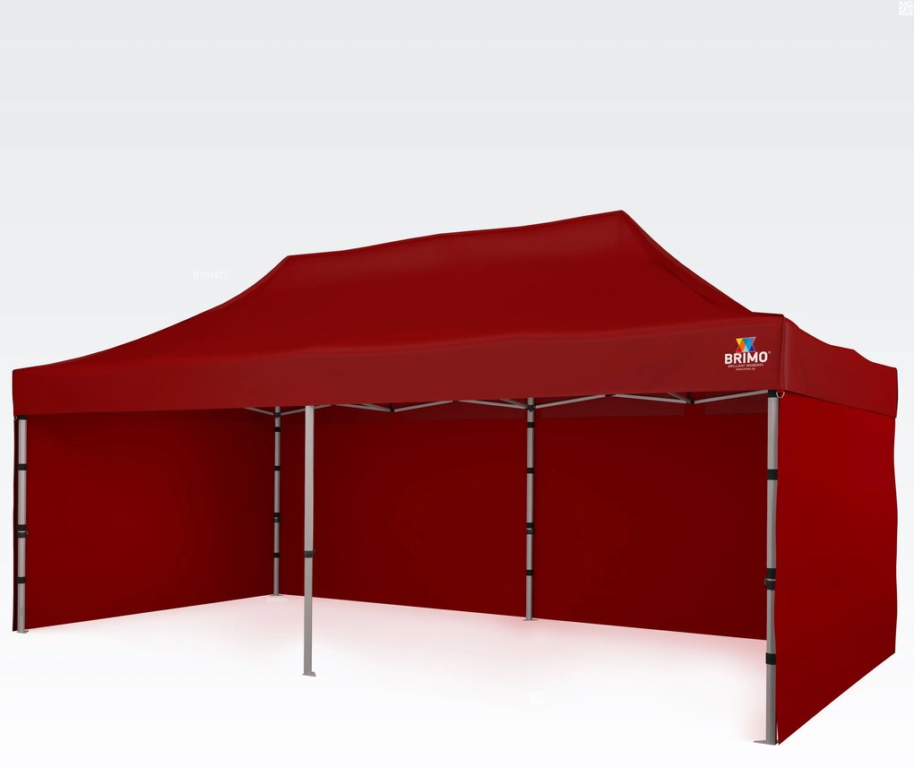 Cort pliant profesional din aluminiu 3x6 m: Acoperire rezistentă pentru evenimente comunitare și urbane - cu 3 pereți - Roșu