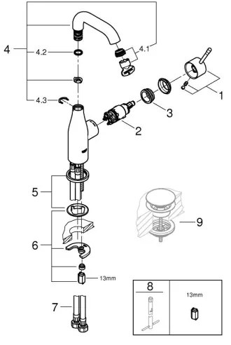 GROHE 23463001 - Baterie pentru lavoar ESSENCE, mărime M, crom lucios