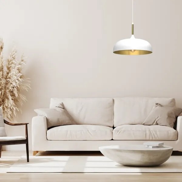 Lustră pe cablu LINCOLN 1xE27/60W/230V d. 35 cm albă