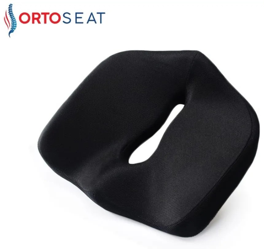 Pernă ortopedică pentru șezut, din spumă cu memorie și infuzie cu gel, ORTO COCCIS PLUS AERO-GEL B, fermitate NORMALĂ, Husă Mesh,