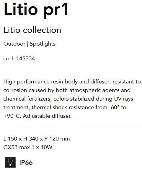 Proiector exterior cu tarus IP66 Litio pr1 GRIGIO