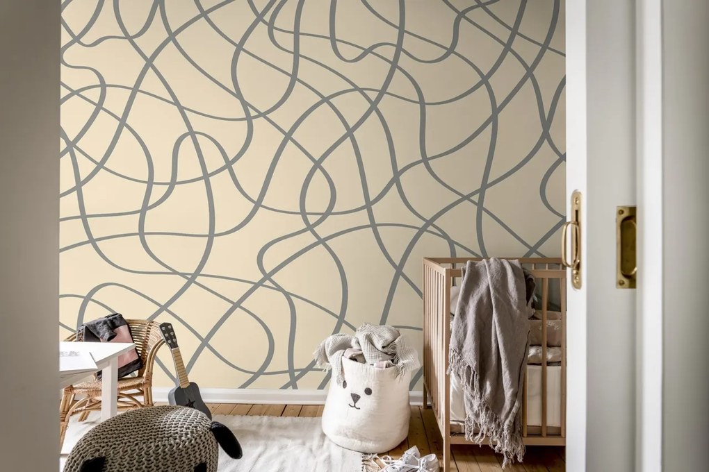Fototapet, Doodle Lines, Beige, Rebel Walls