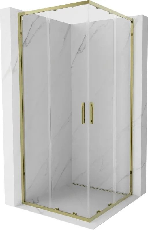 Mexen Exo cabină de duș pătrată culisantă 100 x 100 cm, transparentă, aurie - 8111-100-100-50-00