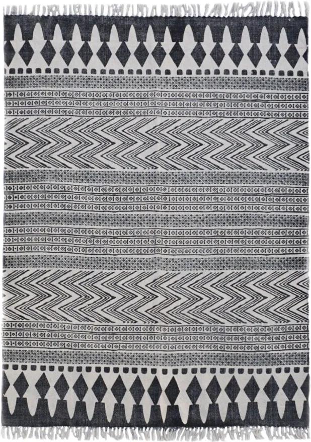 Covor Indiana Stripes bumbac, negru/alb, 120 x 180 x 0.5 cm