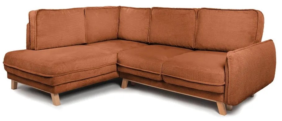 Colțar portocaliu extensibil cu tapițerie din catifea reiată (cu colț pe partea stângă ) Tori – Bonami Selection