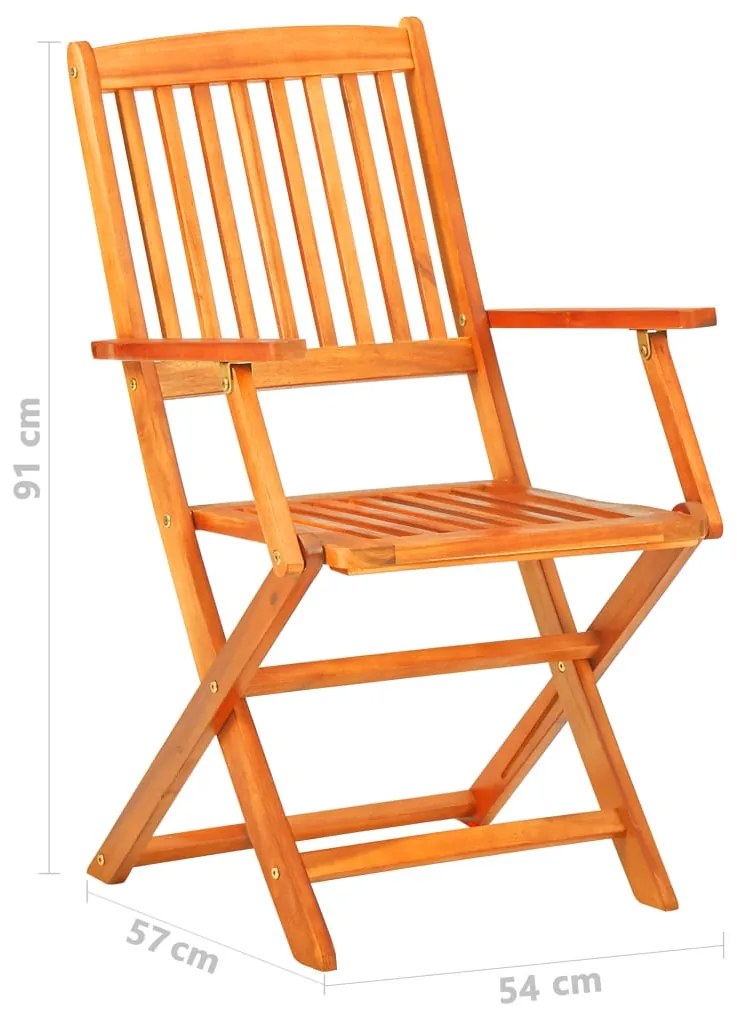 Set mobilier de exterior pliabil, 7 piese, lemn masiv de acacia 7, Cu cotiera