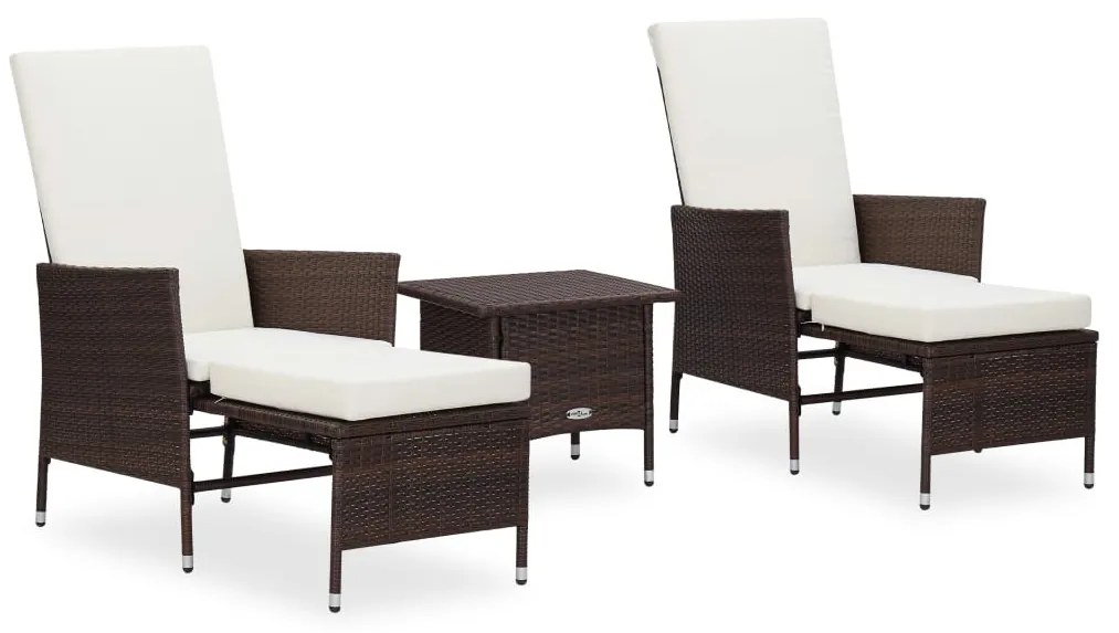 vidaXL Set mobilier relaxare grădină cu perne 3 piese maro poliratan